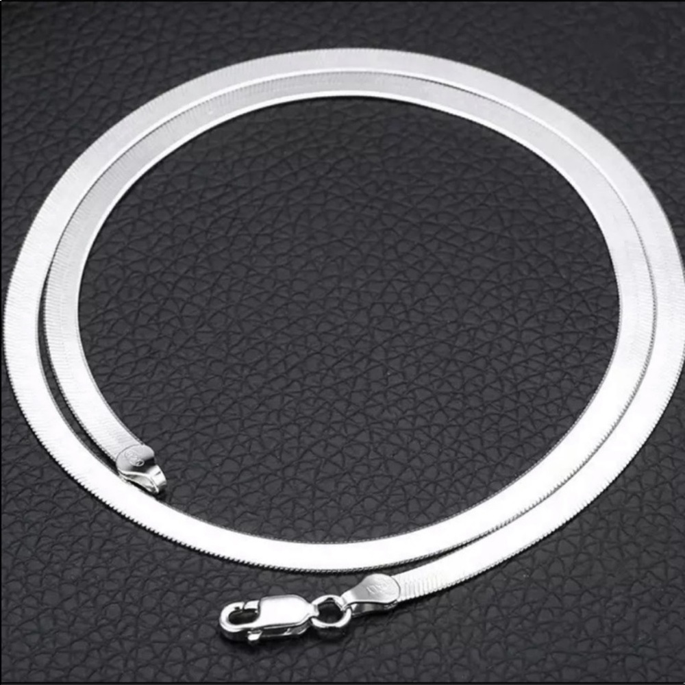 NEW HERRINGBONE 925 STERLING SILVER NECKLACE - Picture 5 of 5
